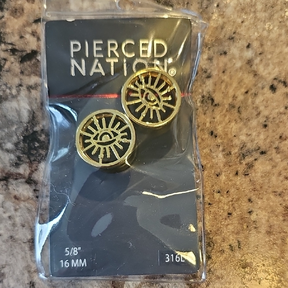 Pierced Nation Gold Eye Gauge Plugs - 5/8" (16mm)